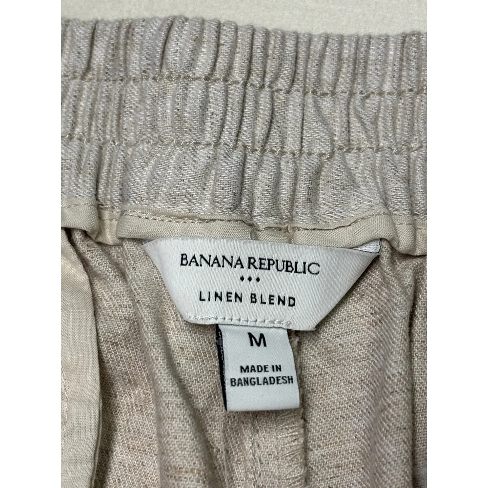 NWt Banana Republic Linen Blend High Rise Cropped Pants Flax Beige Women M 32X25